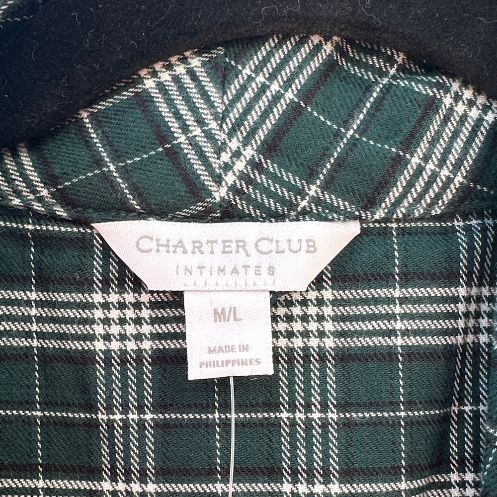 Recollections Green Plaid Robe with White Accents - Picture 3 of 5